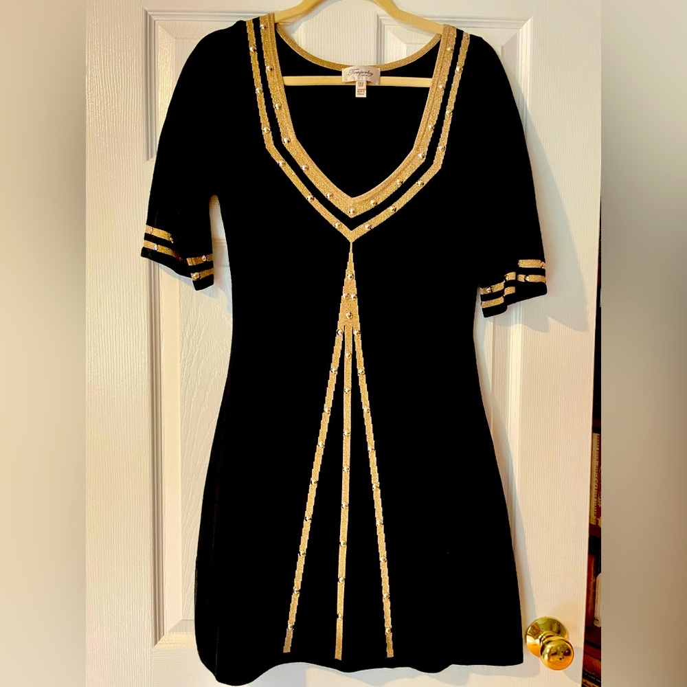 Temperley London black knit flare dress size 8